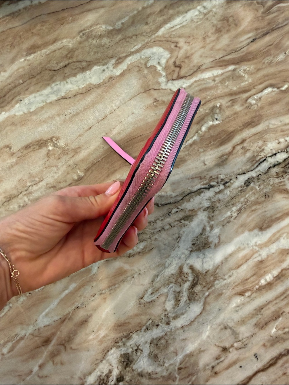 GANNI Red & Pink Zip Around Wallet - Picture 10 of 15